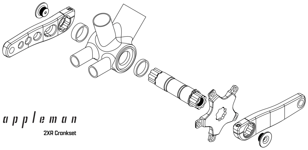 Installation diagram of Appleman 2XR crankset CAD drawing