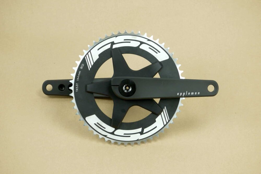Appleman 2xr crankset with track chainring installed all black