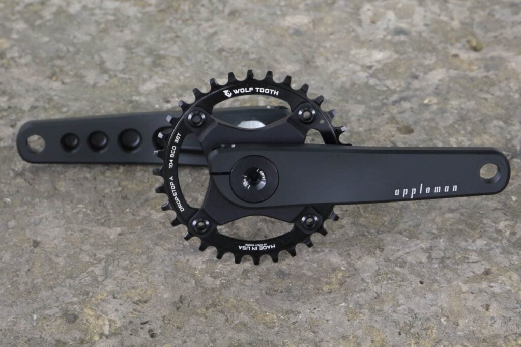 Appleman 2XR crankset with Wolftooth chainring for mountain bike